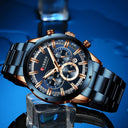 Curren Men's Blue Dial Chronograph Steel Watch: Stylish Waterproof Timepiece.  ourlum.com   