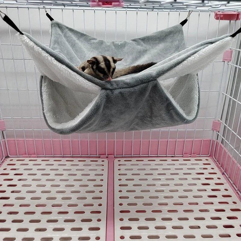 Cozy Plush Hammock for Small Pets: Double-layer Warm Sleeping Bag & Hanging Cage House  ourlum.com   