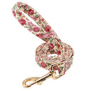 Custom Floral Print Nylon Dog Collar and Leash Set with ID Tag - Stylish Pet Walking Accessories for Medium to Large Breeds  ourlum.com Beige Leash S 