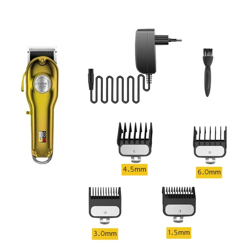 Kemei Metal Professional Hair Clipper Combo Men Shaver Electric Barber Hair Trimmer Beard Hair Cutting Machine Combo Style Tools