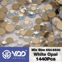 Crystal Gold Mix Size Flatback Rhinestones for DIY Nail Art  ourlum.com White Opal Mix Size(1440Pcs) 