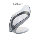 Leaf Shape Soap Dish: Automatic Drainage Shower Holder Blue Grey