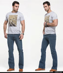 Mens Boot Cut Jeans Slightly Flared Slim Fit Denim Pants