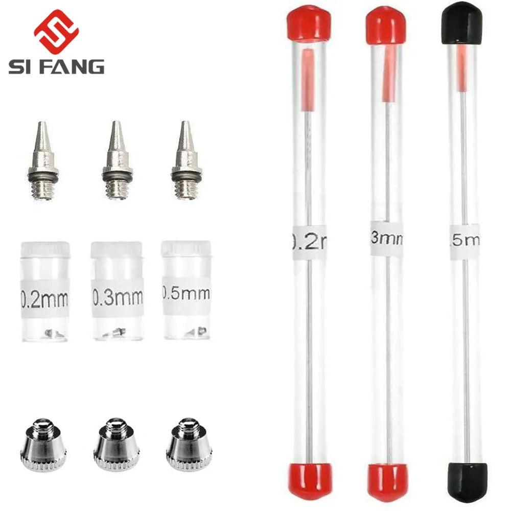 3pcs set 0.2/0.3/0.5mm Airbrush Nozzle Needle Airbrushes Spray Gun Spraying Paint Sprayer Replacement parts Tool Accessories  ourlum.com   