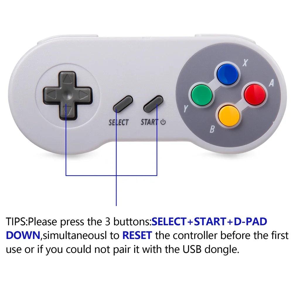 2 Pack 2.4 GHz Wireless SNES Retro Controller Gamepad Classic Joystick FOR Super NES/SFC Video Games Console [Plug & Play]  ourlum.com   