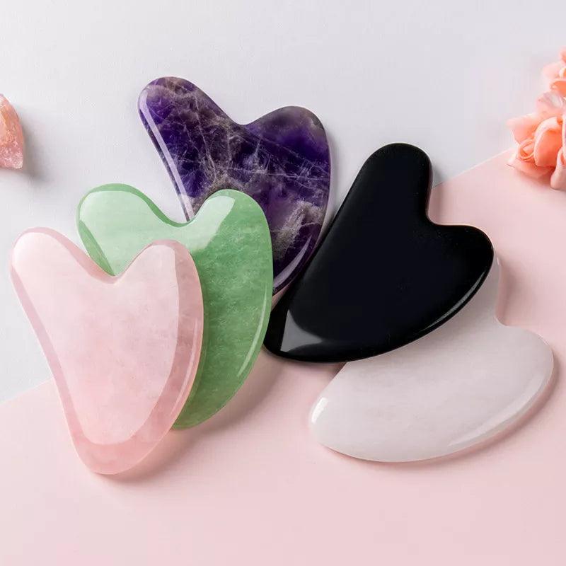 Natural Jade Stone Gua Sha Massage Board Rose Quartz Guasha Plate Jade Face Massager Scrapers Tools For Face Neck Back Body  ourlum.com   