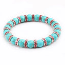 Blue Beaded Bracelet Charm Natural Stone Crystal Septa Stretch