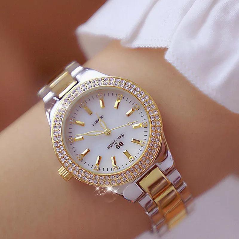 Elegant Crystal Diamond Ladies Watch Stainless Steel Fashion Timepiece  ourlum.com   