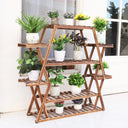 8 Tier Tall Large Capacity Wood Plant Stand for Balcony