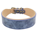 Personalized Leather Dog Collar: Free Print Name - Wide Padded Pet ID for Medium Large Dogs  ourlum.com Blank blue XL 