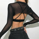 Sultry Lace Mesh Crop Top Seductive Night Out Style