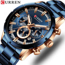 Curren Men's Blue Dial Chronograph Steel Watch: Stylish Waterproof Timepiece.  ourlum.com   