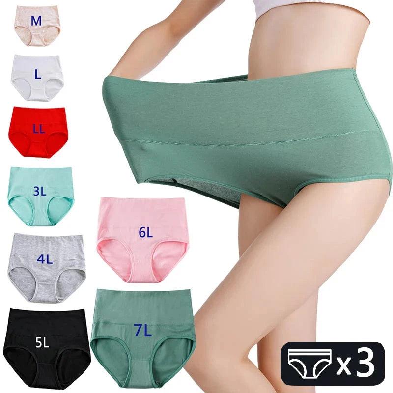 High Waist Cotton Blend Women's Plus Size Briefs - Breathable Intimates for Fashionable Females  Our Lum   