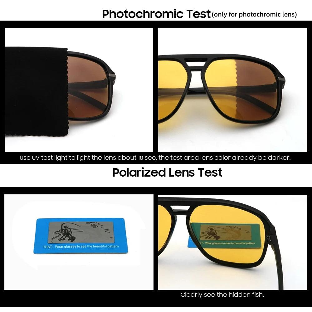 Photochromic Polarized Sunglasses for Men - Oversized Night Vision Goggles with UV Protection