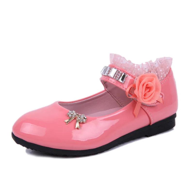 Elegant Princess Girls' PU Leather Sandals with Beaded Embellishments  ourlum.com   
