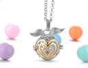 Mexican-Inspired Essential Oil Diffuser Necklace with Angel Wings and Warm Light Ball for Pregnant Women