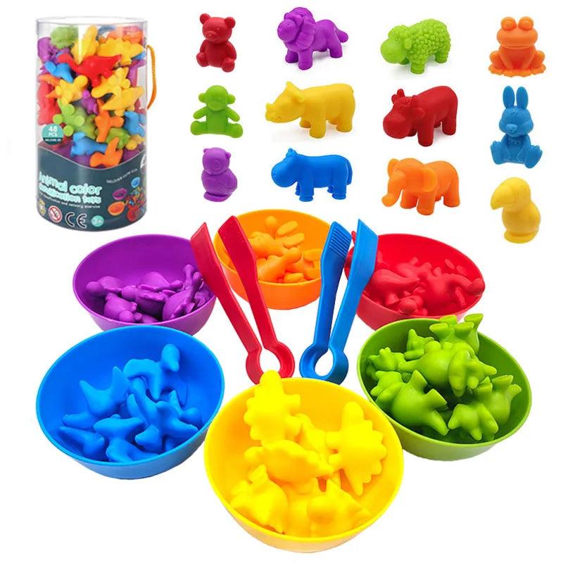 Montessori Rainbow Counting Bear Animal Matching Game Toy  ourlum.com   