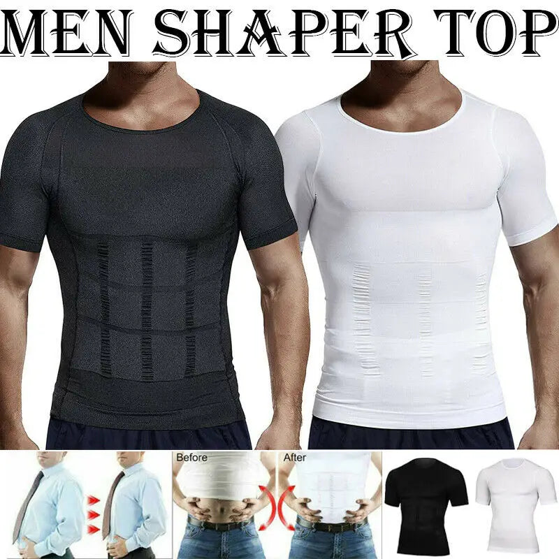 Men's Slimming Compression Undershirt for Tummy Control & Workout Performance