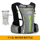 Cycling backpack for men and women, nylon bag, waterproof 8 liters, hiking and camping, 250ml water bottle with 1.5L water bag  ourlum.com gray 1.5L  