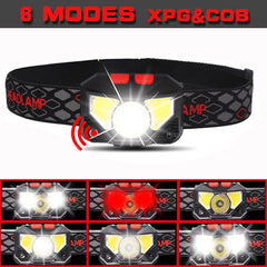 Motion Sensor LED Headlamp: Bright Hands-Free Light for Camping & Fishing