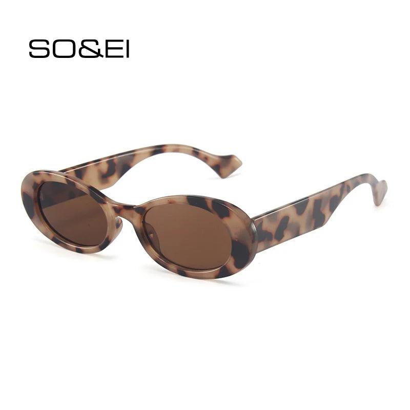 Trendy Unisex Vintage Leopard Oval Sunglasses with UV400 Protection for Stylish Outdoor Adventures