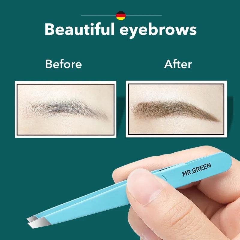 MR.GREEN Colorful Stainless Steel Eyebrow Tweezer: Precision Hair Removal Beauty Tool