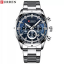 Curren Men's Blue Dial Chronograph Steel Watch: Stylish Waterproof Timepiece.  ourlum.com Silver blue CHINA 