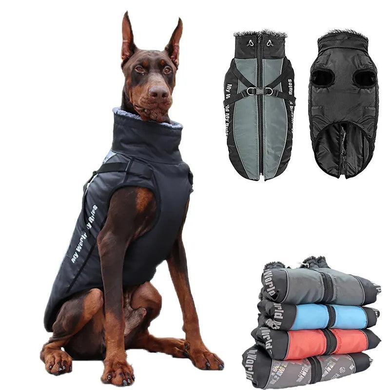 Waterproof Dog Vest Jacket with Fur Collar for Large Breeds  ourlum.com   