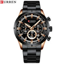 Curren Men's Blue Dial Chronograph Steel Watch: Stylish Waterproof Timepiece.  ourlum.com black CHINA 