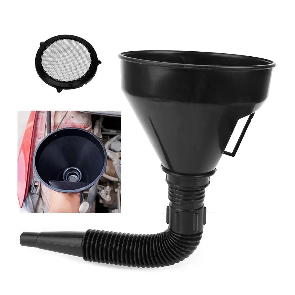 Oil Funnel Set with Mesh Strainer & Convenient Handle for Vehicles  ourlum.com   