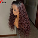 99j Burgundy Ombre Deep Wave Lace Front Wig Human Hair