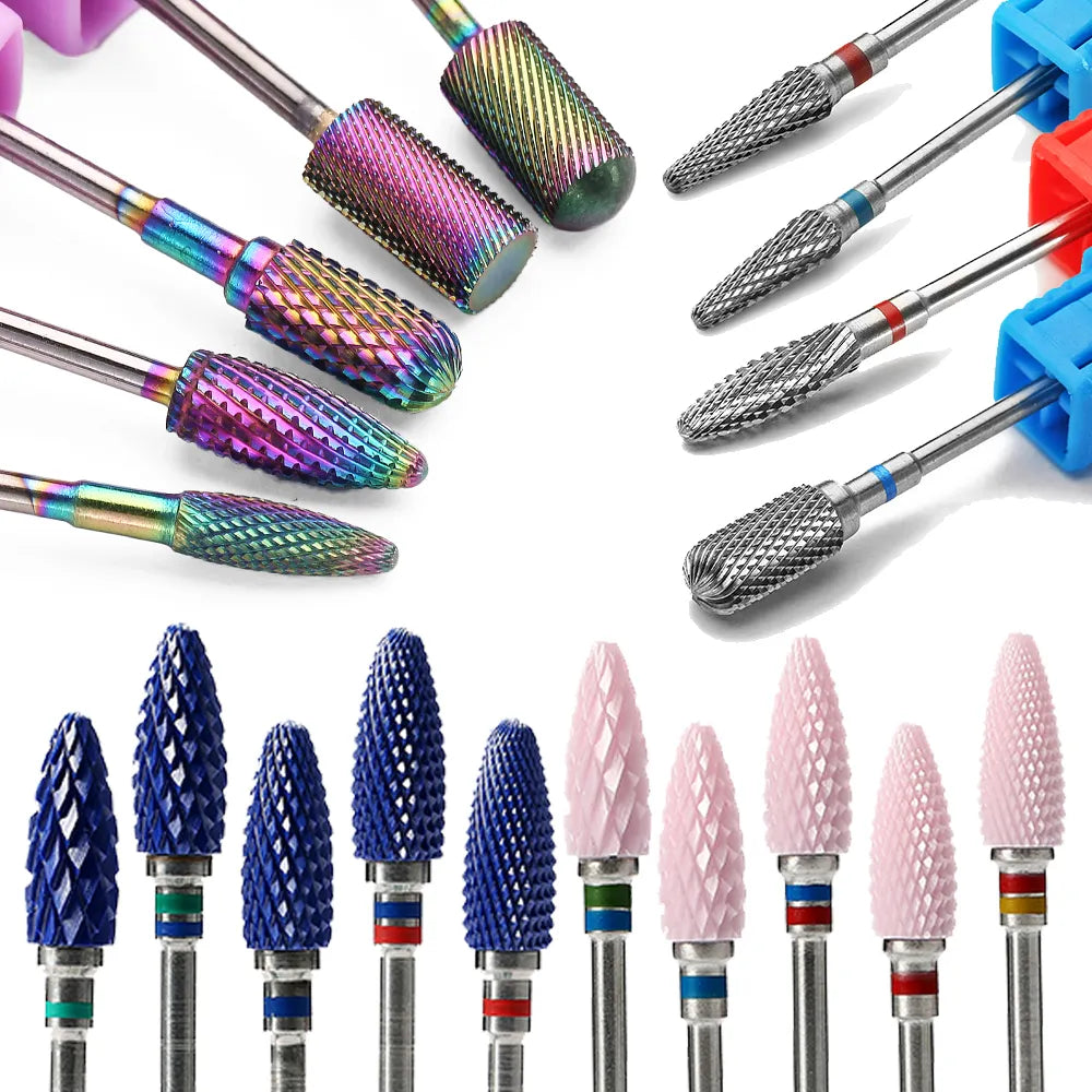 29 Type Nail Drill Bits For Electric Drill Manicure Machine Accessory Rainbow Tungsten Carbide Ceramic Milling Cutter Nail Files  ourlum.com   