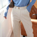 Elevate Your Winter Style with High Waisted Woolen Pencil Pants  ourlum.com APRICOT S 