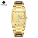 Square Luxury Men's Watch with Automatic Date Display Stainless Steel Gold Quartz Wristwatch  ourlum.com gold gold United State 