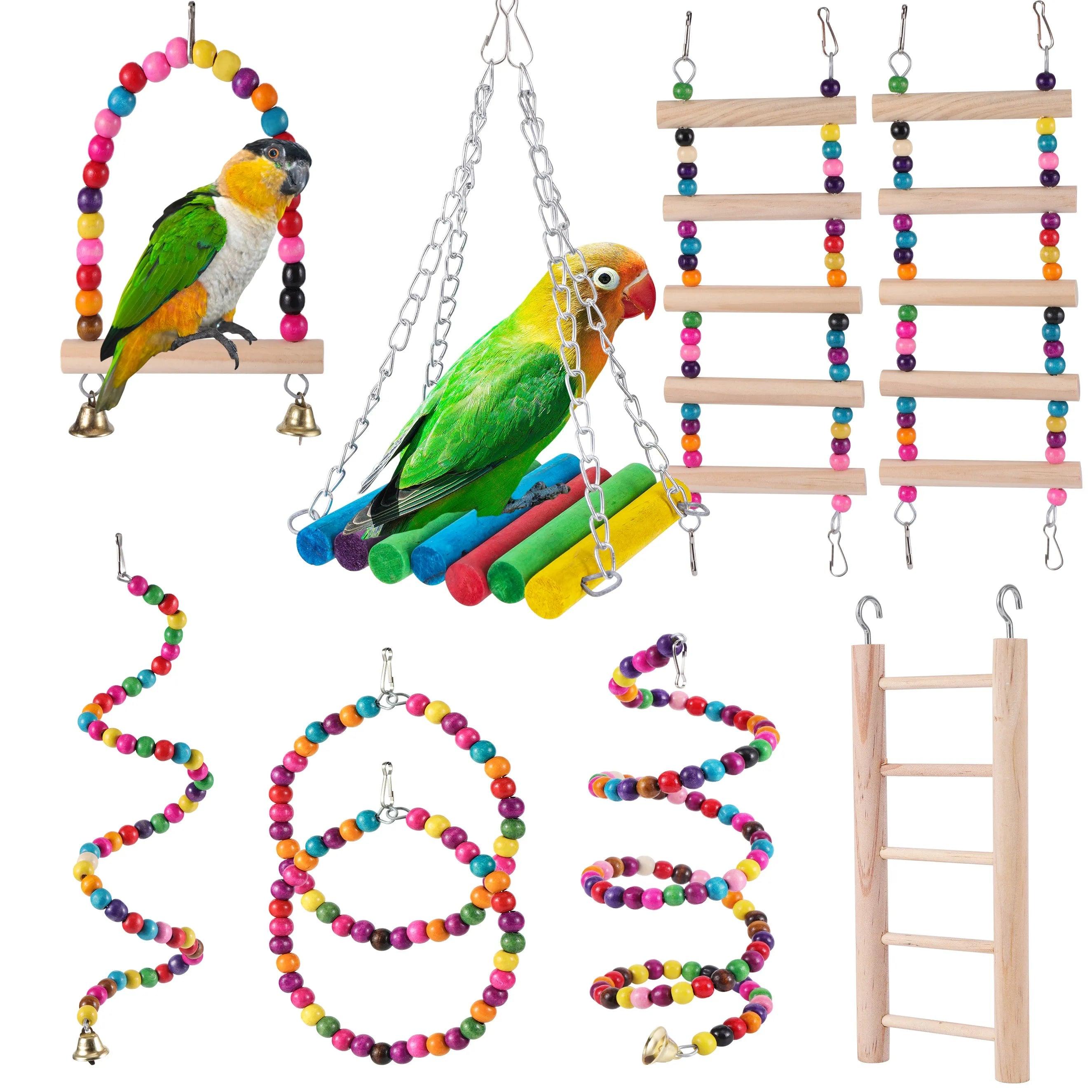 Parrot Swing & Chew Toys Set: Diverse, Safe, Multi-Functional & Easy Installation  ourlum.com   