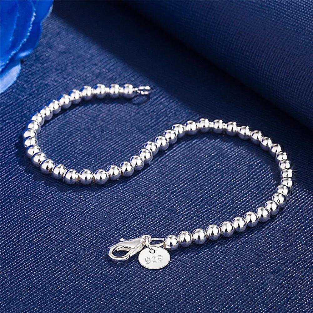 Elegant Christmas Charm Bracelet - 925 Sterling Silver Beaded Chain for Women's Fashion Party Jwellery  ourlum.com 18cm  