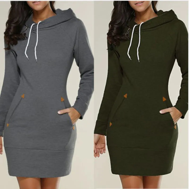 Women's Hooded Sweatshirt Dress: Stylish Sports Skirt for Casual Outings