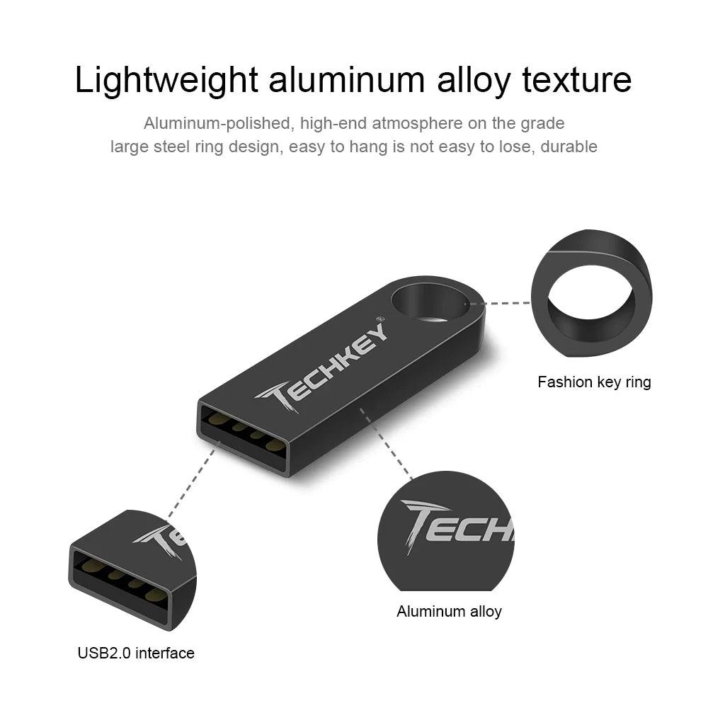 TECHKEY USB Flash Drive: Stylish Waterproof Memory Stick - Silver Metal Design  ourlum.com   