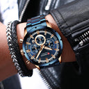 Curren Men's Blue Dial Chronograph Steel Watch: Stylish Waterproof Timepiece.  ourlum.com   