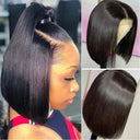 Glueless Brazilian Straight Bob Wig With Transparent Lace Closure