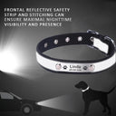 Reflective Leather Personalized Dog Collar with Custom Engraved ID Tag  ourlum.com   