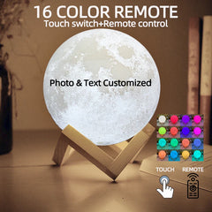Personalized 3D Printing Moon Lamp Customized Photo Text Night Light USB Rechargeable Birthday Mother Day Lunar Anniversary Gift