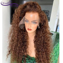 Luxurious Brown Curly Lace Front Wigs Brazilian Remy Hair