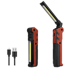 Dimmable COB LED Work Light USB Rechargeable Flashlight Inspection Lamp with Magnetic &Hook Power Bank 2300mAh 18650 Battery