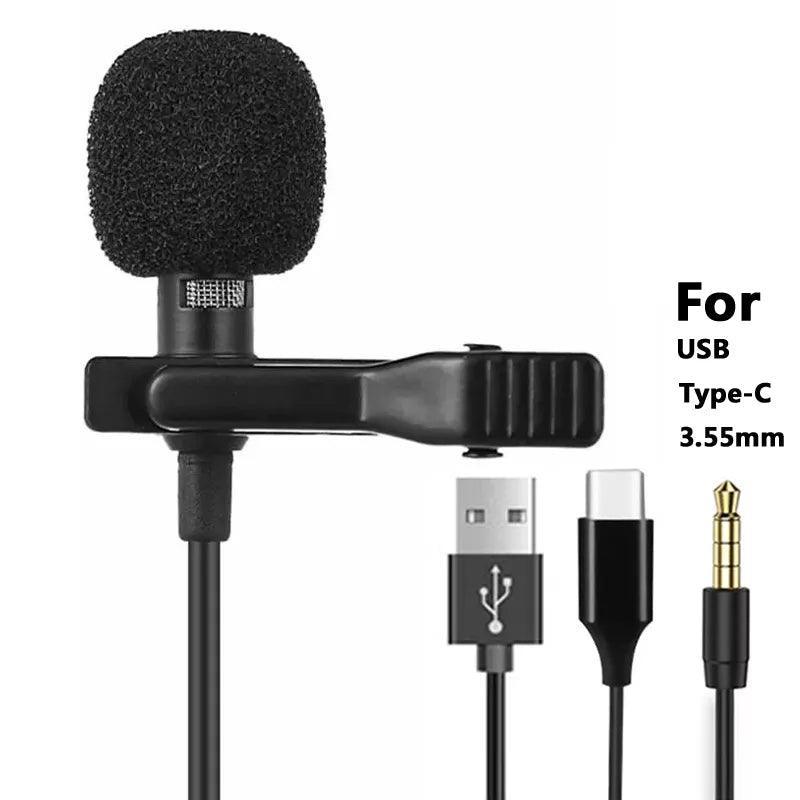 Mini Clip-On Lavalier Microphone with Wired USB 3.5mm Type-C Connectivity for Phone, Mac, Laptop, PC  ourlum.com   