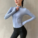 2024 Long Sleeve Sports Jacket Women Zip Fitness Yoga Shirt Winter Warm Gym Top Activewear Running Coats Workout Clothes Woman