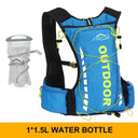 Cycling backpack for men and women, nylon bag, waterproof 8 liters, hiking and camping, 250ml water bottle with 1.5L water bag  ourlum.com blue 1.5L  