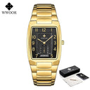 Square Luxury Men's Watch with Automatic Date Display Stainless Steel Gold Quartz Wristwatch  ourlum.com 37-2 gold black United State 