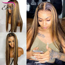 Highlighted Brown Ombre Straight Lace Front Wig Brazilian Remy Hair