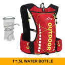 Cycling backpack for men and women, nylon bag, waterproof 8 liters, hiking and camping, 250ml water bottle with 1.5L water bag  ourlum.com Red 1.5L  